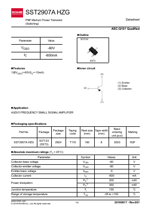 SST2907AHZG Datasheet PDF ROHM Semiconductor