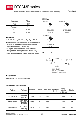 DTC043E Datasheet PDF ROHM Semiconductor