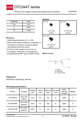 DTC044T Datasheet PDF ROHM Semiconductor