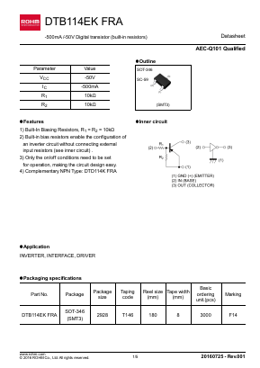 DTB114EKFRA Datasheet PDF ROHM Semiconductor