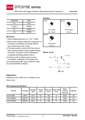 DTC015E Datasheet PDF ROHM Semiconductor