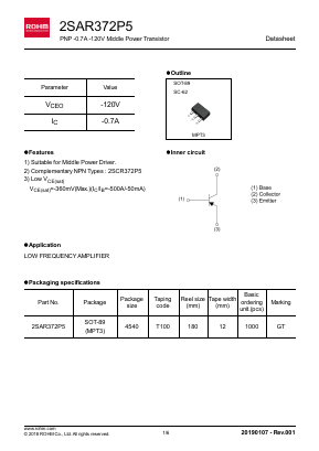 2SAR372P5 Datasheet PDF ROHM Semiconductor