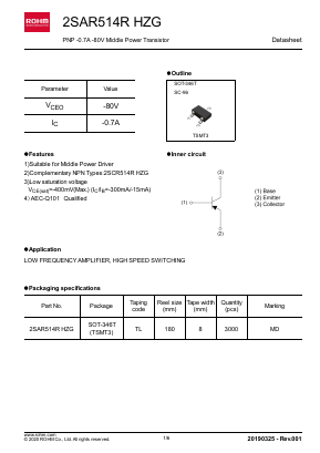 2SAR514RHZG Datasheet PDF ROHM Semiconductor