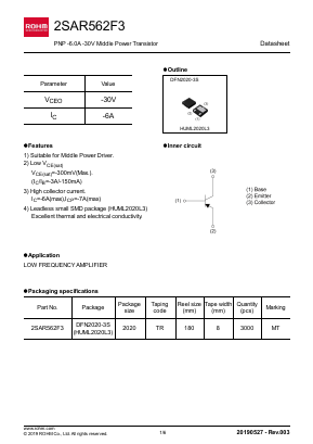 2SAR562F3 Datasheet PDF ROHM Semiconductor