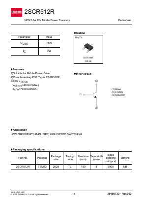 2SCR512R Datasheet PDF ROHM Semiconductor