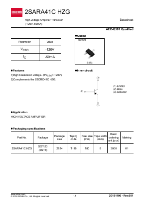 2SARA41CHZG Datasheet PDF ROHM Semiconductor