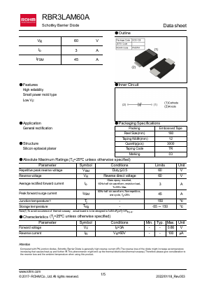 RBR3LAM60A Datasheet PDF ROHM Semiconductor