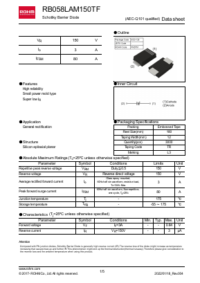 RB058LAM150TF Datasheet PDF ROHM Semiconductor