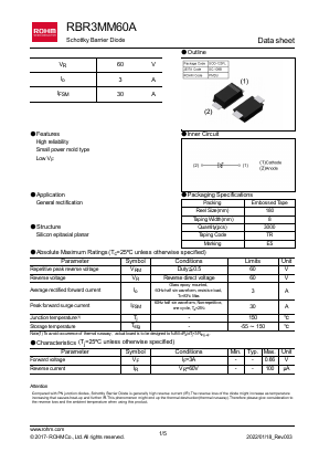 RBR3MM60A Datasheet PDF ROHM Semiconductor