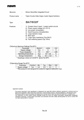 BA7602F_ Datasheet PDF ROHM Semiconductor