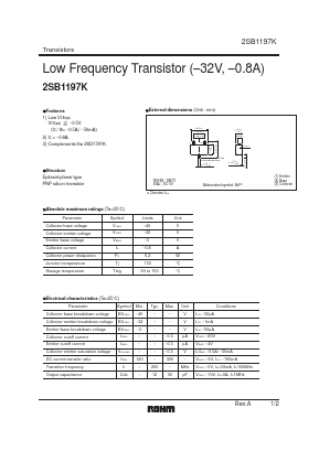 2SB1197KT146Q Datasheet PDF ROHM Semiconductor