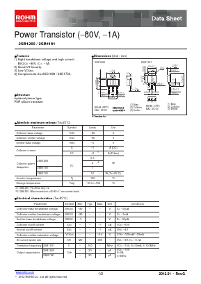 2SB1260R Datasheet PDF ROHM Semiconductor