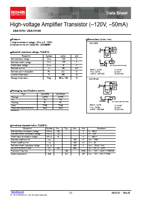 2SA1579 Datasheet PDF ROHM Semiconductor