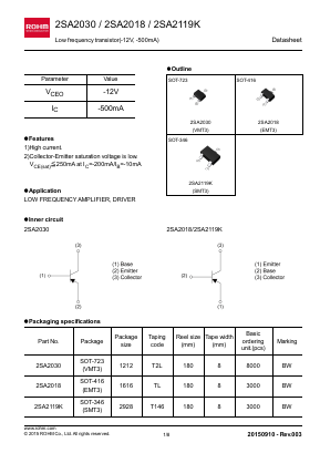 2SA2018 Datasheet PDF ROHM Semiconductor