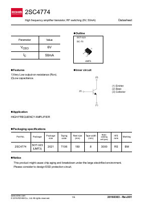 2SC4774 Datasheet PDF ROHM Semiconductor