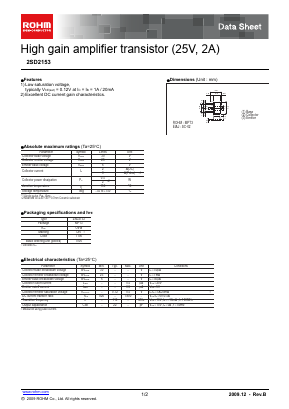 2SD2153T100W Datasheet PDF ROHM Semiconductor