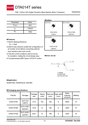 DTA014TEB Datasheet PDF ROHM Semiconductor
