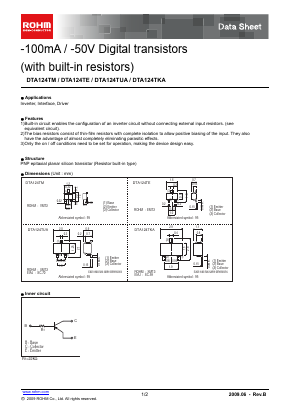 DTA124TE Datasheet PDF ROHM Semiconductor