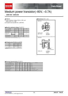2SB1238TV2P Datasheet PDF ROHM Semiconductor
