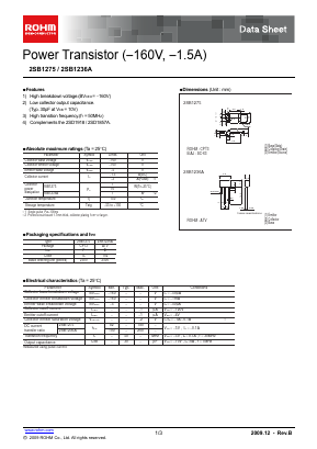 2SB1275TLP Datasheet PDF ROHM Semiconductor