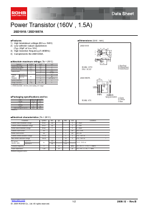 2SD1918 Datasheet PDF ROHM Semiconductor