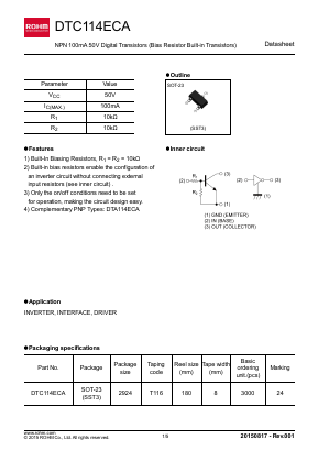 DTC114ECAT116 Datasheet PDF ROHM Semiconductor