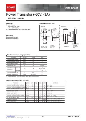 B1184 Datasheet PDF ROHM Semiconductor