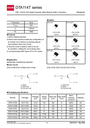 DTA114TUA Datasheet PDF ROHM Semiconductor
