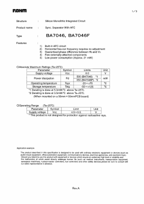 BA7046 Datasheet PDF ROHM Semiconductor