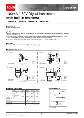 DTA123EETL_09 Datasheet PDF ROHM Semiconductor