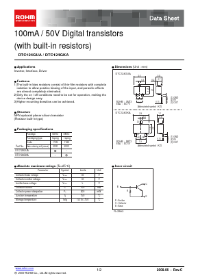 DTC124GUA Datasheet PDF ROHM Semiconductor