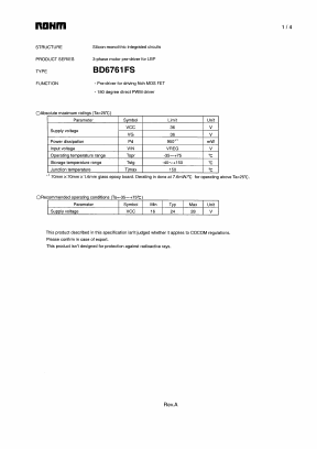 BD6761FS_09 Datasheet PDF ROHM Semiconductor