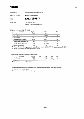 BA6219BFP-Y Datasheet PDF ROHM Semiconductor