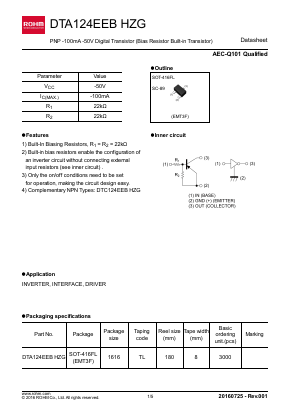 DTA124EEBHZG Datasheet PDF ROHM Semiconductor