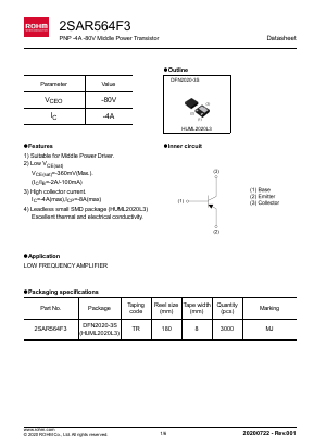 2SAR564F3TR Datasheet PDF ROHM Semiconductor