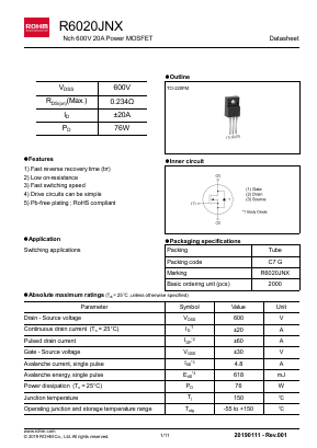 R6020JNX Datasheet PDF ROHM Semiconductor