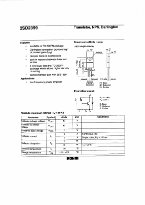 D2399 Datasheet PDF ROHM Semiconductor