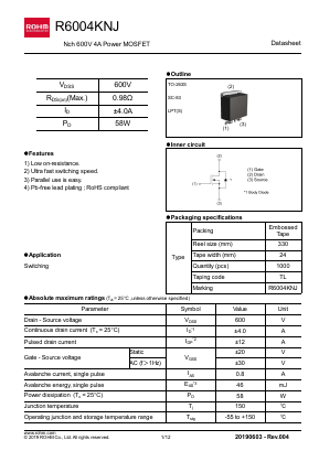 R6004KNJ Datasheet PDF ROHM Semiconductor
