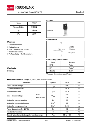 R6004ENX Datasheet PDF ROHM Semiconductor