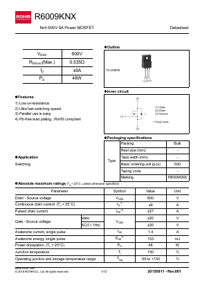 R6009KNX Datasheet PDF ROHM Semiconductor