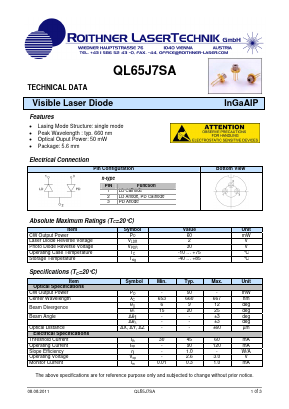 QL65J7SA Datasheet PDF Roithner LaserTechnik GmbH