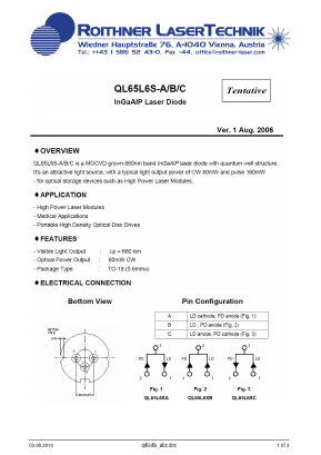 QL65L6S-ABC Datasheet PDF Roithner LaserTechnik GmbH