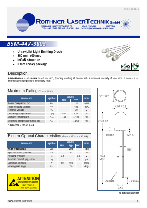 B5M-447-380S Datasheet PDF Roithner LaserTechnik GmbH