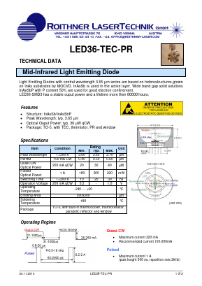LED36-TEC-PR Datasheet PDF Roithner LaserTechnik GmbH