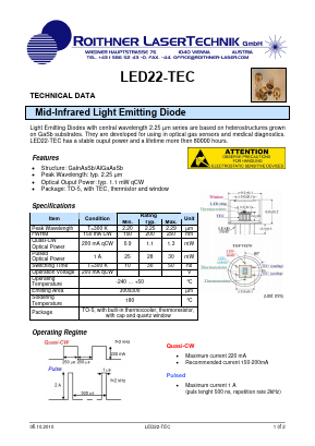 LED22-TEC Datasheet PDF Roithner LaserTechnik GmbH