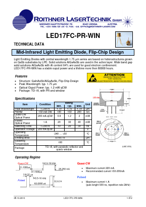 LED17FC-PR-WIN Datasheet PDF Roithner LaserTechnik GmbH