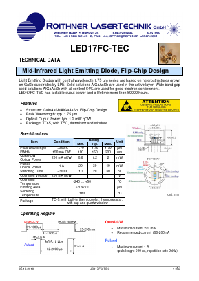 LED17FC-TEC Datasheet PDF Roithner LaserTechnik GmbH