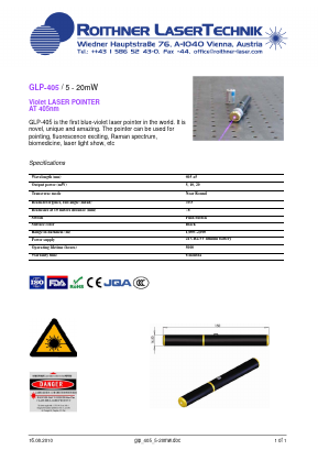 GLP-405 Datasheet PDF Roithner LaserTechnik GmbH