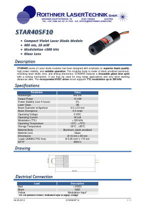STAR405F10 Datasheet PDF Roithner LaserTechnik GmbH