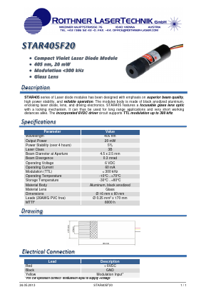 STAR405F20 Datasheet PDF Roithner LaserTechnik GmbH